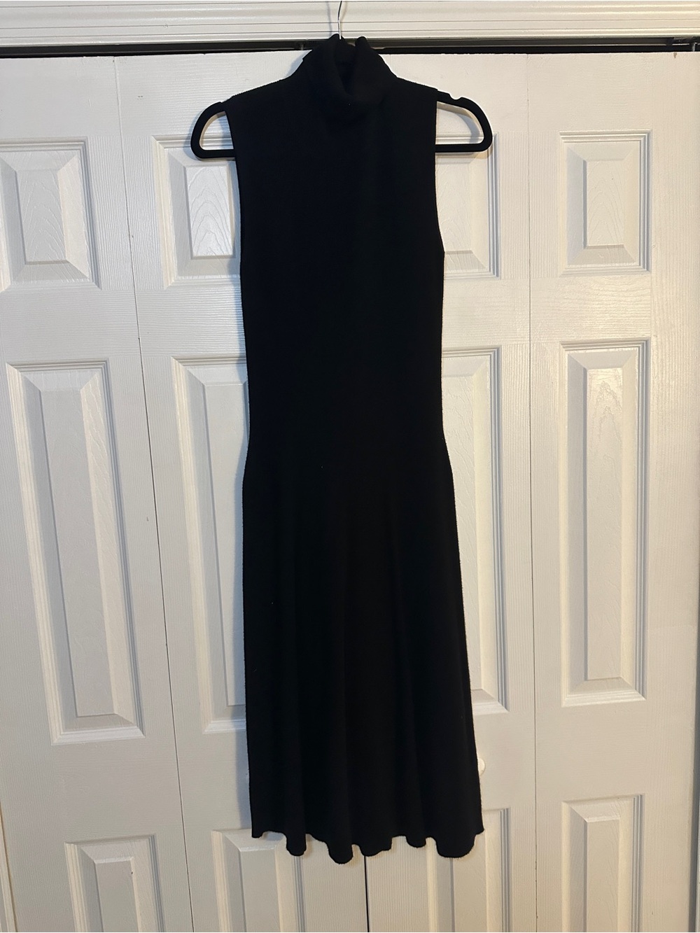 Saks Fifth Avenue Black Sleeveless Turtleneck Midi Dress